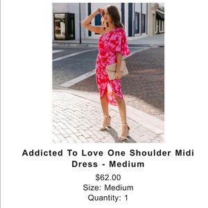 VICI Addicted To Love One Shoulder Midi Dress Pink Multicolor